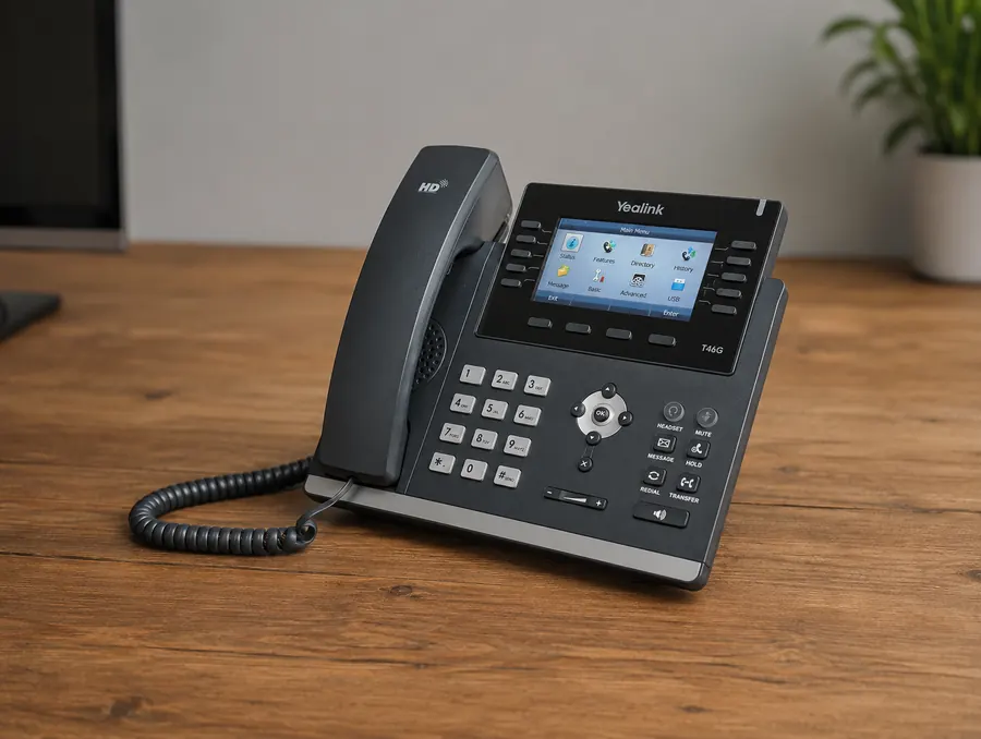 Digital VoIP phone on a desk